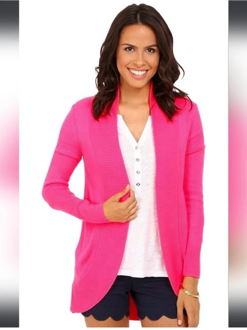 Lilly Pulitzer Amalie cardigan dragonfruit pink size large style 53179 - Picture 2 of 8